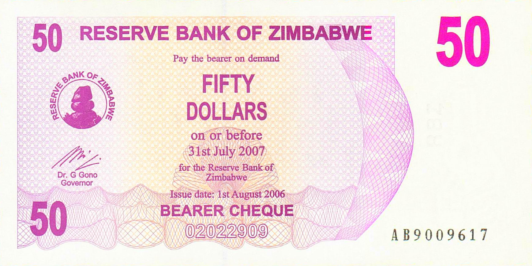 Zimbabwe 50 2006 UNC P-41